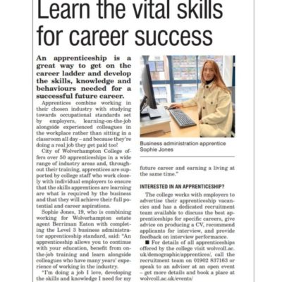 LEARN INDUSTRY SKILLS WITH AN APPRENTICESHIP AT CITY OF WOLVERHAMPTON COLLEGE