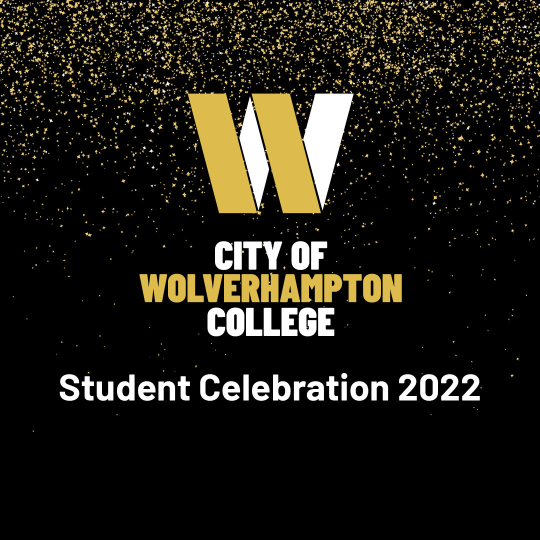 Black square with college logo in the centre and the words Student Celebration 2022 in wite text underneath