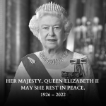Black & white photograph of her Majesty Queen Elizabeth II