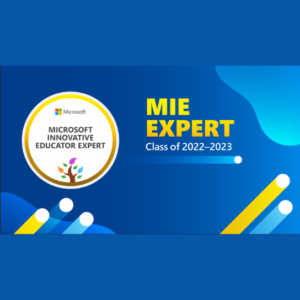 Microsoft Innovator Educator Expert logo - blue with yellow writing