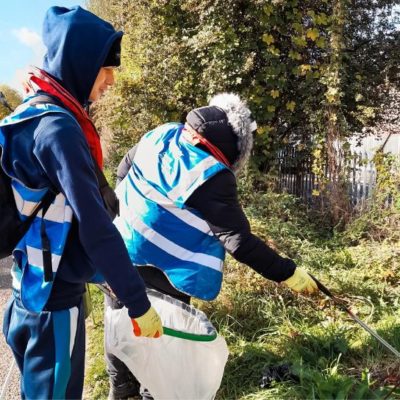 STUDENTS GOING FISHING FOR TROLLEYS AND CONES  IN CANAL CLEAR-UP PROJECT 