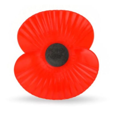 Red remembrance poppy with black centre