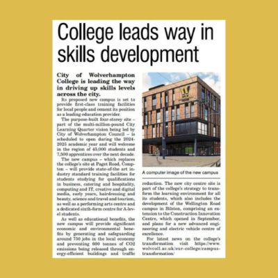 Newpaper cutting of article on campus transformation
