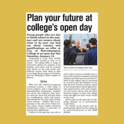 PLAN YOUR FUTURE AT COLLEGE OPEN DAY