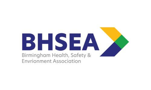 BHSEA logo - blue writing on a white background with an arrow pointing right in yellow, blue and green